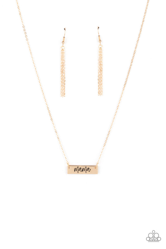 Blessed Mama - Gold "Mama" Stamped Pendant Paparazzi Necklace & matching earrings