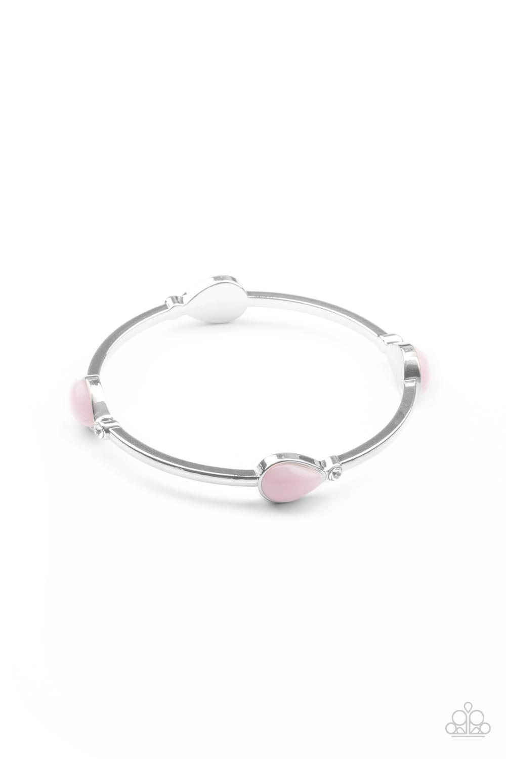 Dewdrop Dancing - Pink Teardrop Beads & White Rhinestone Paparazzi Bangle Bracelet