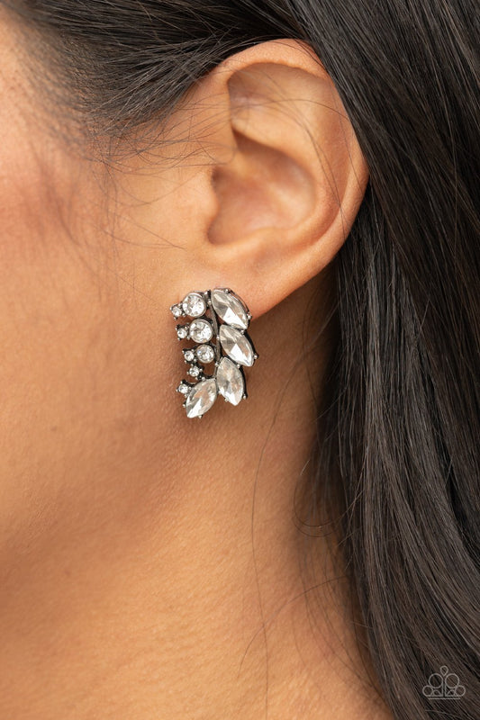 Flawless Fronds - White Marquise & Round Rhinestone Paparazzi Post Earrings