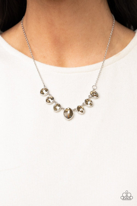 Material Girl Glamour - Brown/Golden Topaz Rhinestone Paparazzi Necklace & matching earrings