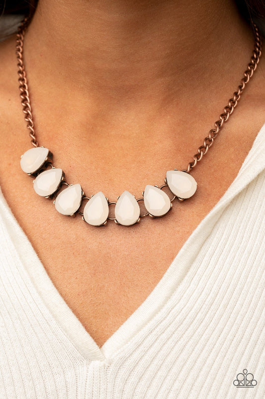 Above The Clouds - Copper Antiqued Chains & Cloudy Teardrop Gem Paparazzi Necklace & matching earrings