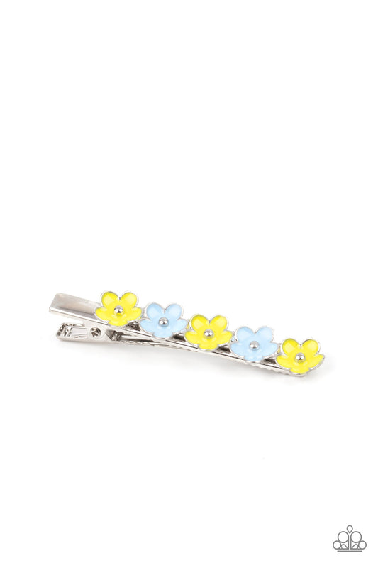 Flower Patch Flirt - Multi Yellow & Blue Dainty Flower Paparazzi Hair Clip