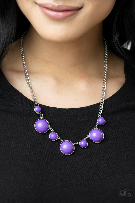 Prismatically POP-tastic - Purple Amethyst Orchid Beaded Paparazzi Necklace & matching earrings