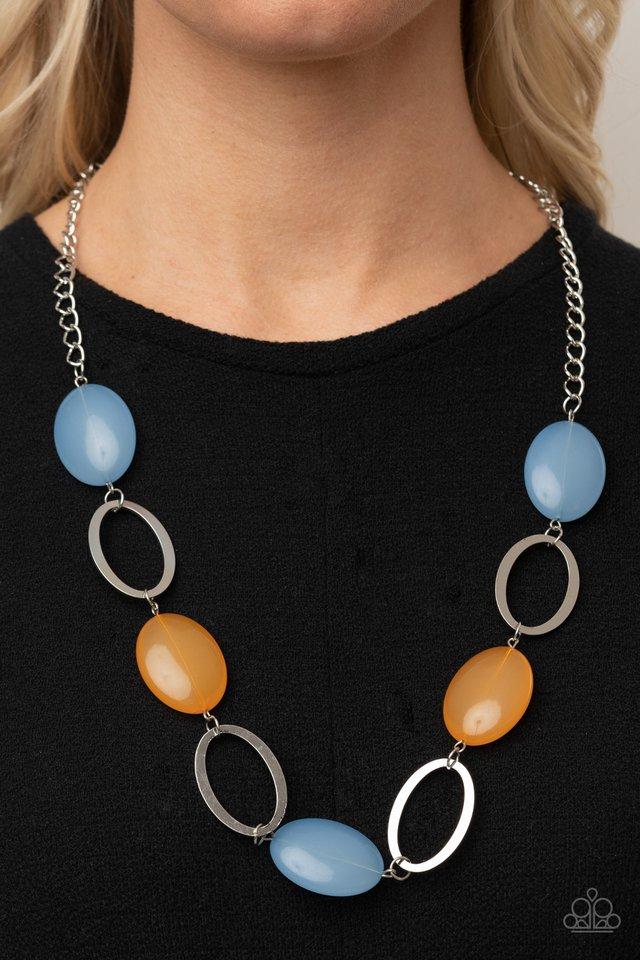 Beachside Boardwalk - Multi Blue & Yellow Beaded Paparazzi Necklace & matching earrings