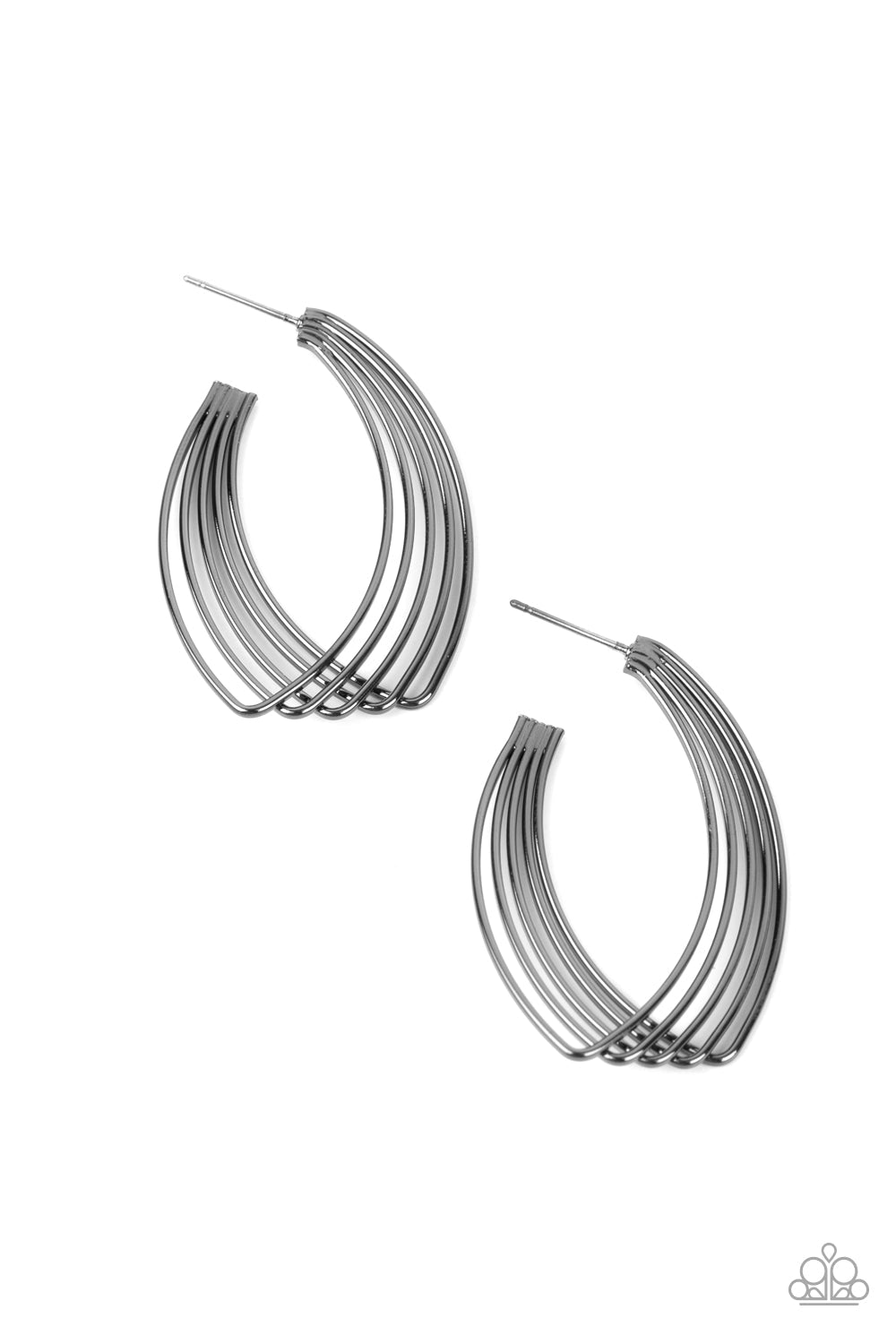 Industrial Illusion - Gunmetal Dainty Wire Paparazzi Hoop Post Earrings