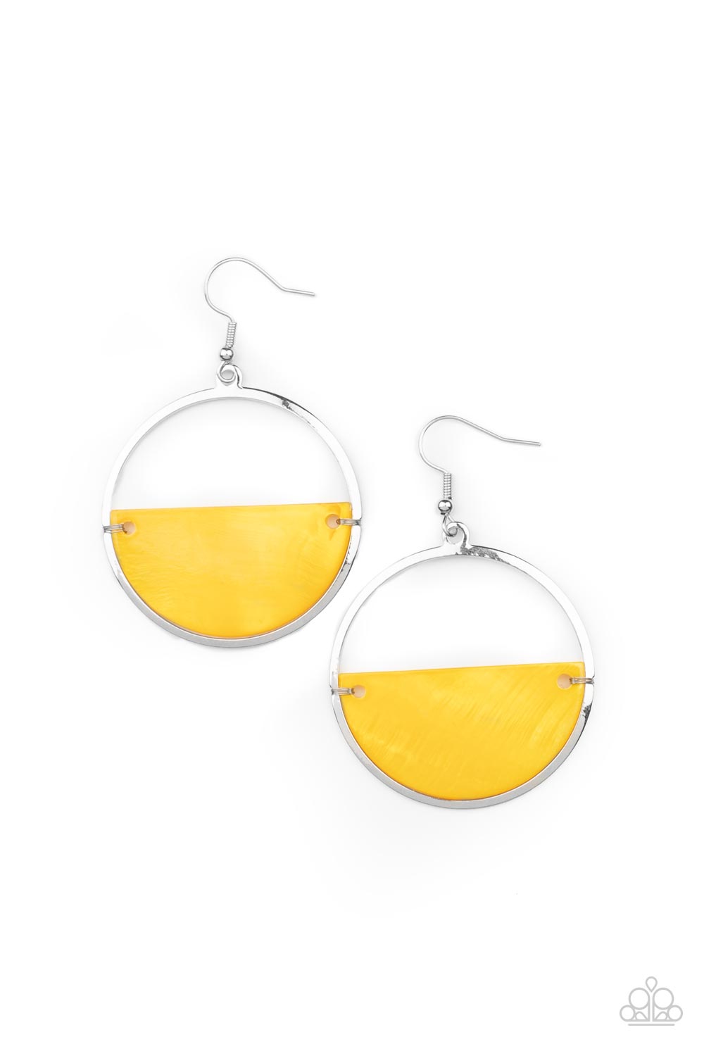 Seashore Vibes - Yellow Iridescent Shimmer Half Moon Shell Paparazzi Earrings