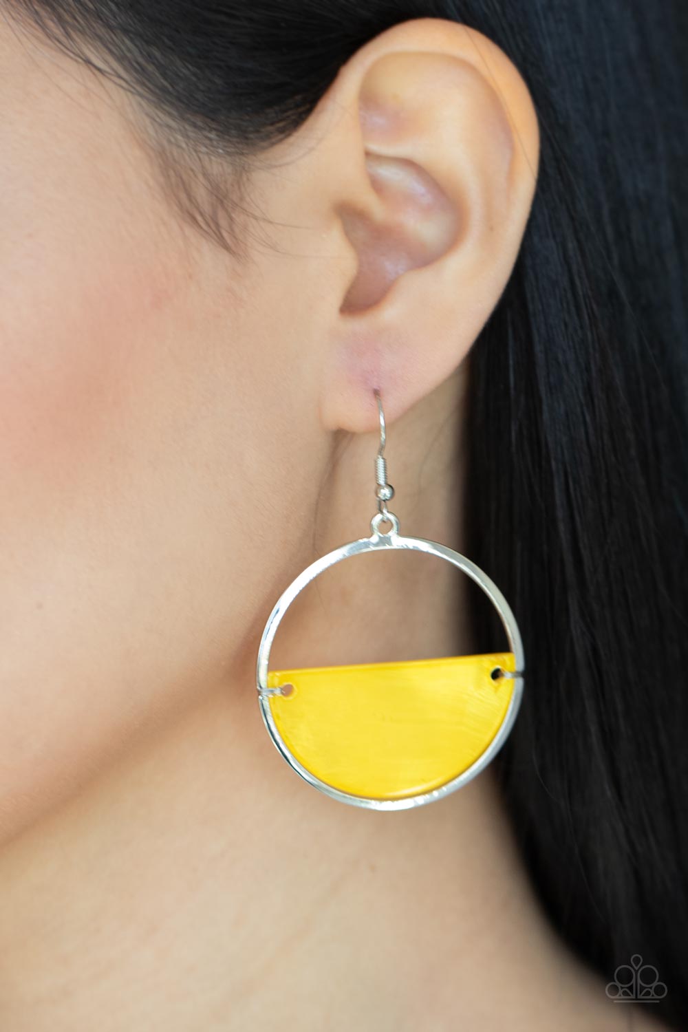 Seashore Vibes - Yellow Iridescent Shimmer Half Moon Shell Paparazzi Earrings