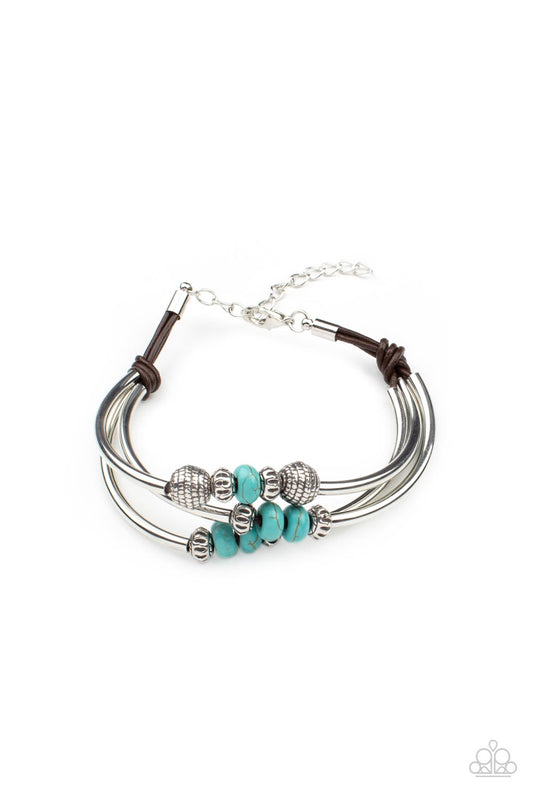 Road Trip Rebel - Blue/Turquoise Stones & Mismatched Silver Accents Paparazzi Urban Bracelet