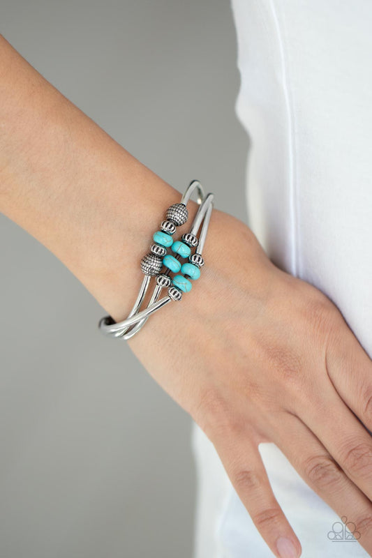 Road Trip Rebel - Blue/Turquoise Stones & Mismatched Silver Accents Paparazzi Urban Bracelet
