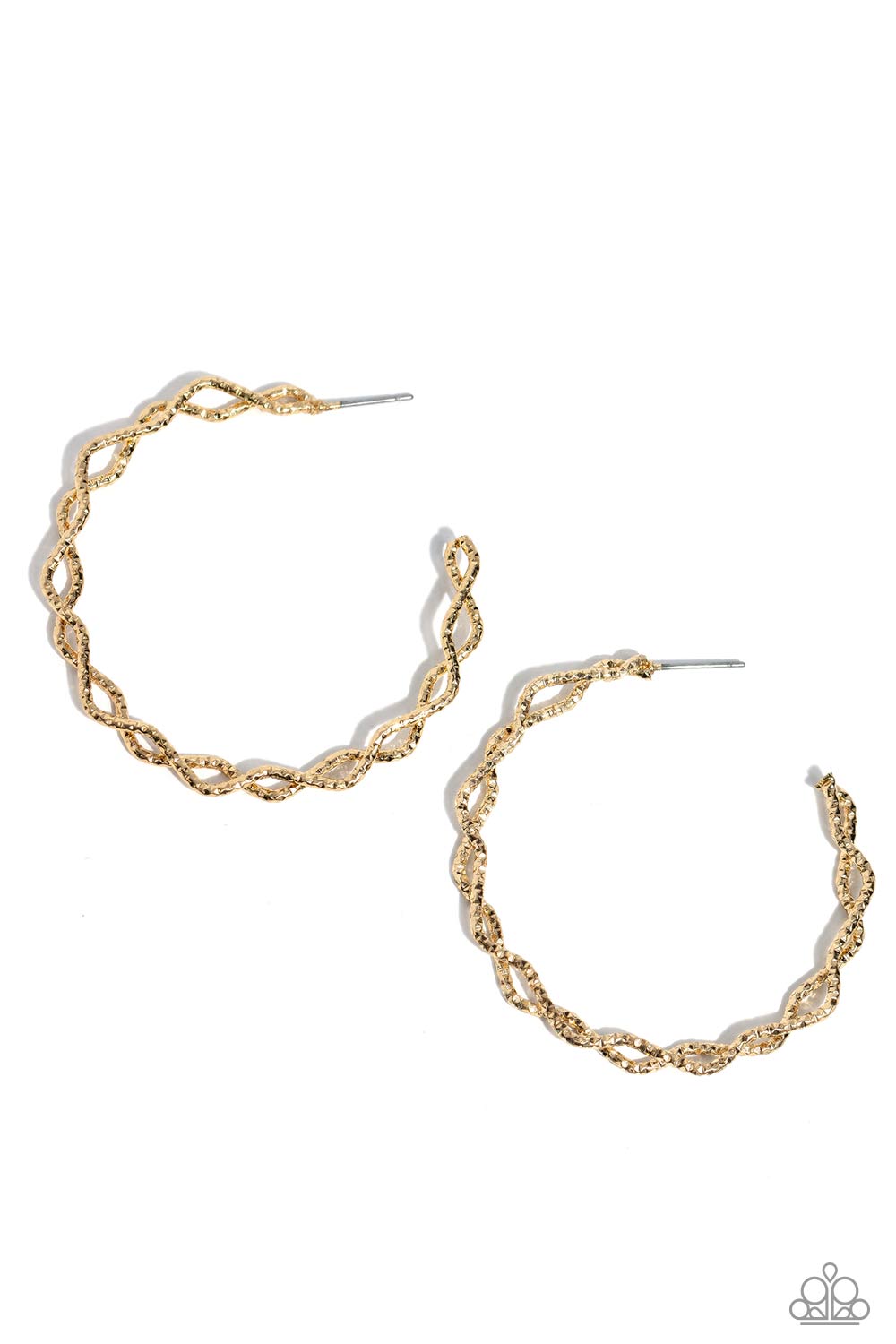 Haute Helix - Gold Textured & Twisted Bar Paparazzi Hoop Earrings