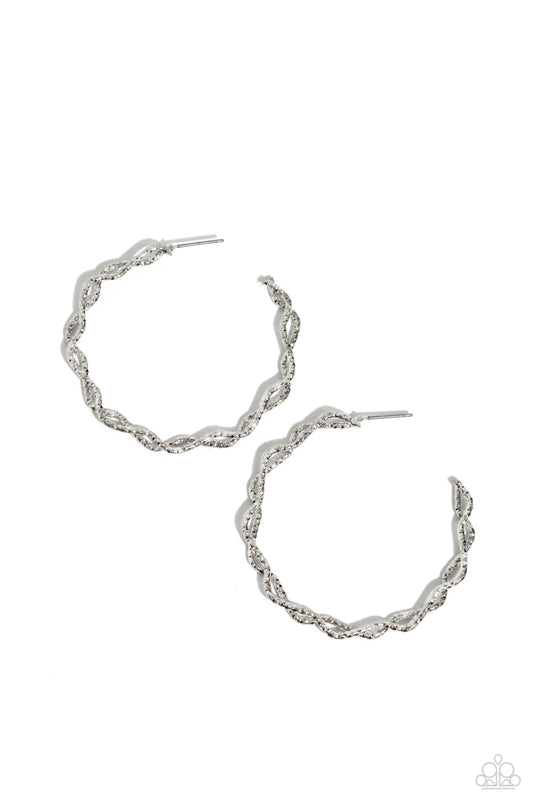 Haute Helix - Silver Helix Oversized Hoop Paparazzi Earrings