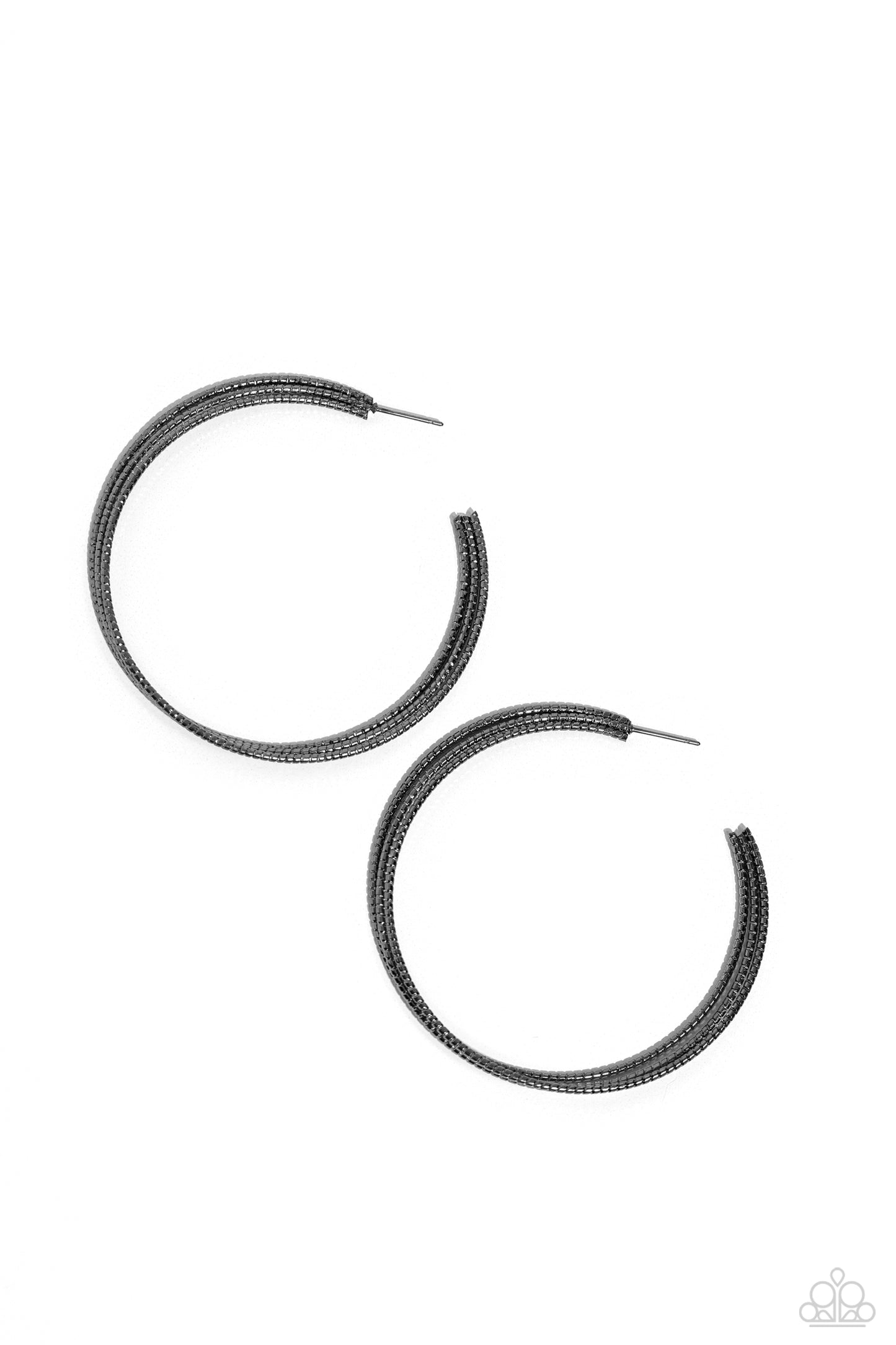 Candescent Curves - Gunmetal Rustic Textured Paparazzi Hoop Earrings