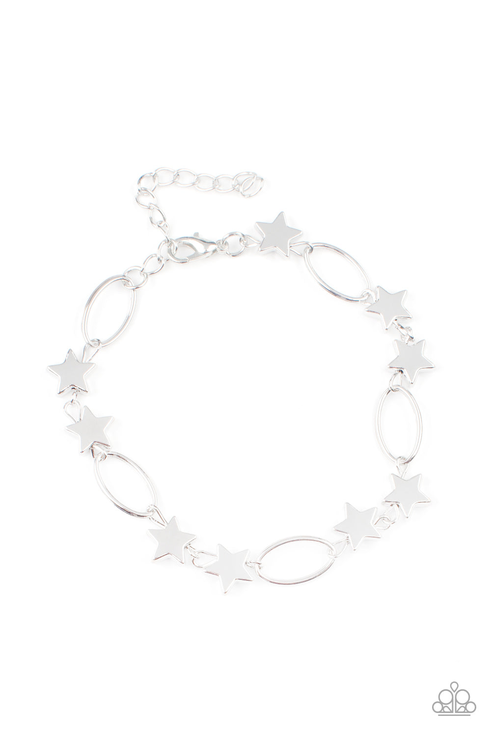 Stars and Sparks - Silver Dainty Stars & Airy Ovals Paparazzi Adjustable Bracelet