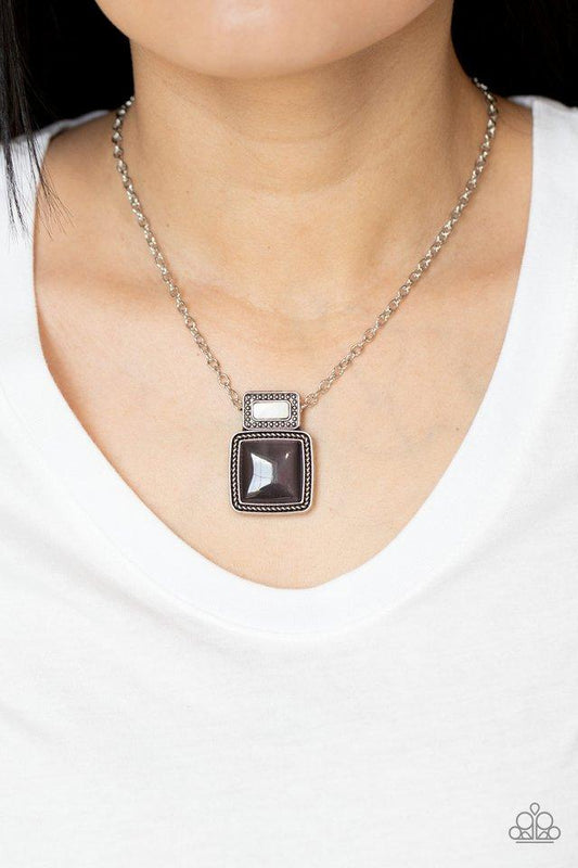 Ethereally Elemental - Silver Shell-Like Accent Paparazzi Pendant Necklace & matching earrings