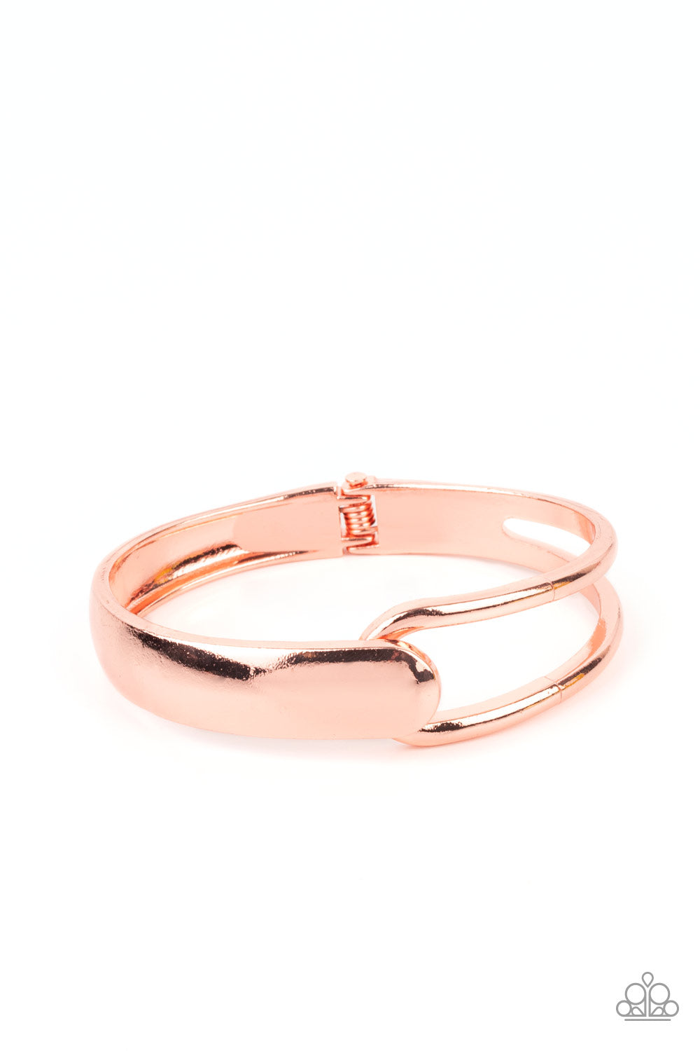 Couture-Clutcher - Copper Flat Bar & Airy Frame Paparazzi Hinge Bracelet