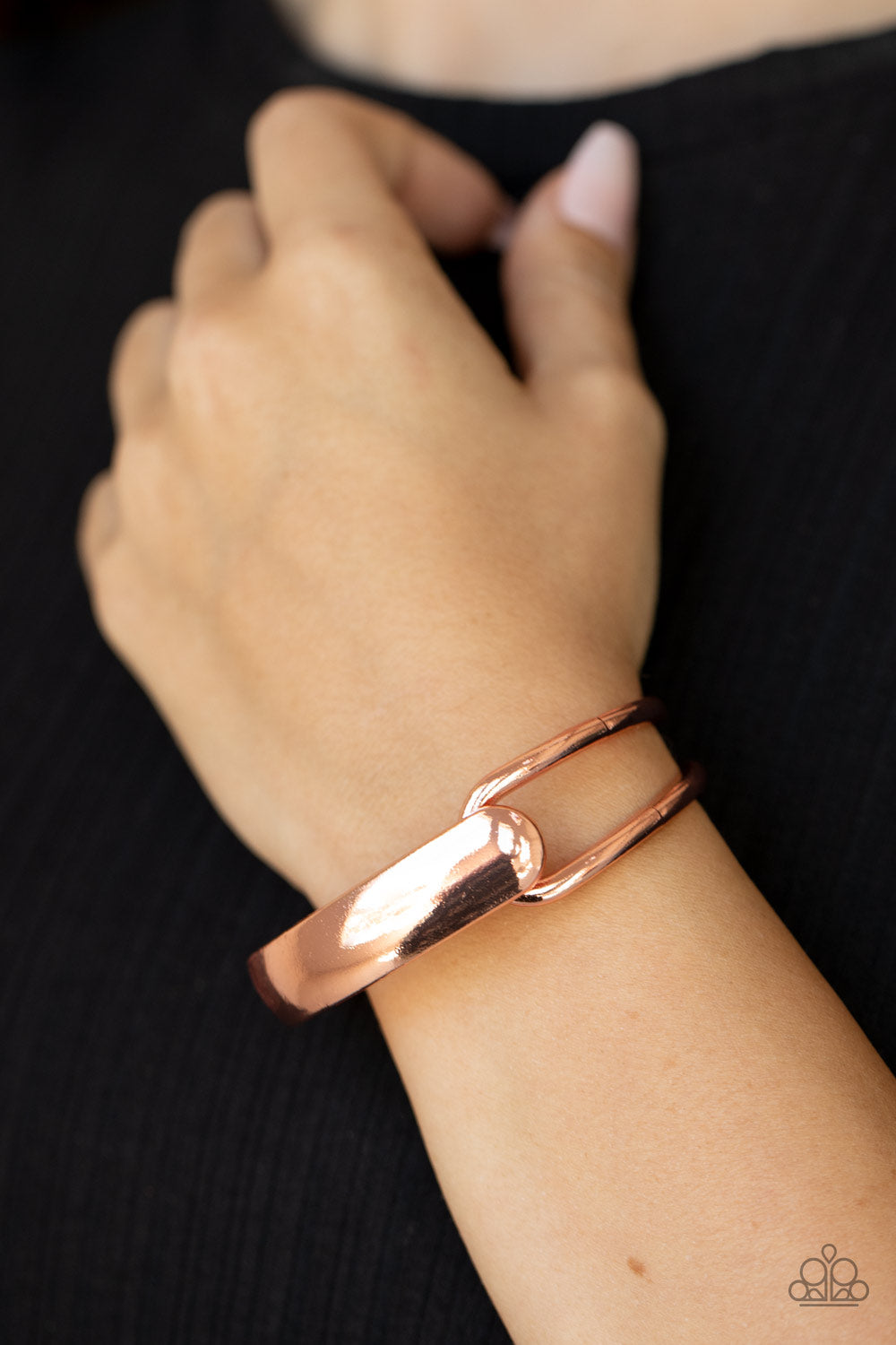 Couture-Clutcher - Copper Flat Bar & Airy Frame Paparazzi Hinge Bracelet