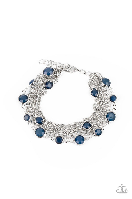 Glossy Goddess - Blue Beads & Mismatched Silver Chain Paparazzi Adjustable Bracelet