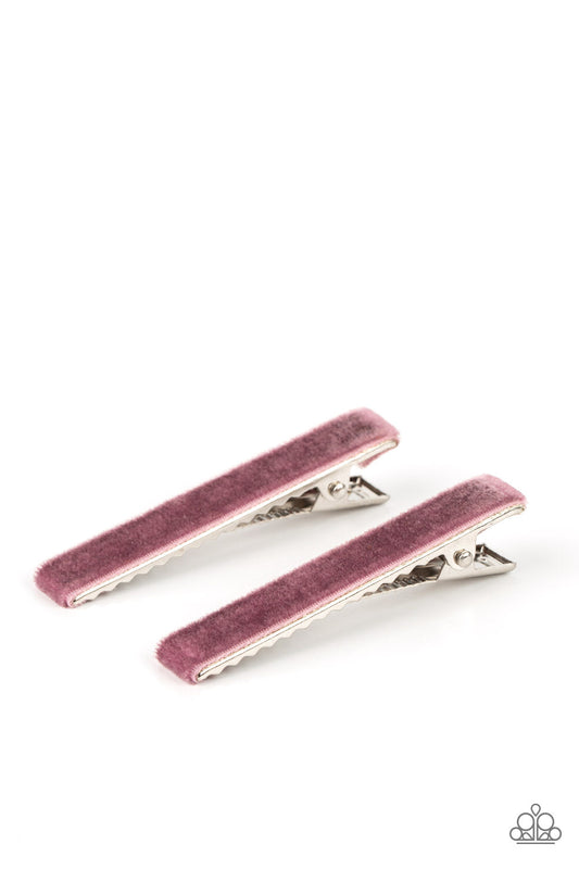 Vintage Throwback - Purple Velvet Rectangular Hair Clips