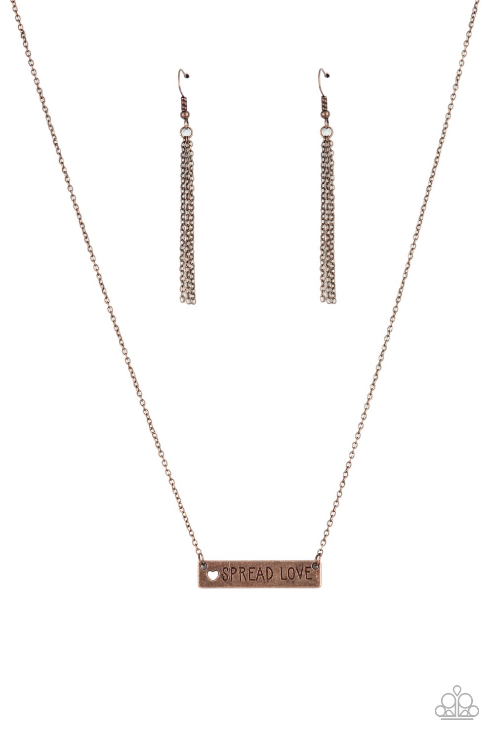 Spread Love - Copper "Spread Love" Stamped Plate Paparazzi Necklace & matching earrings