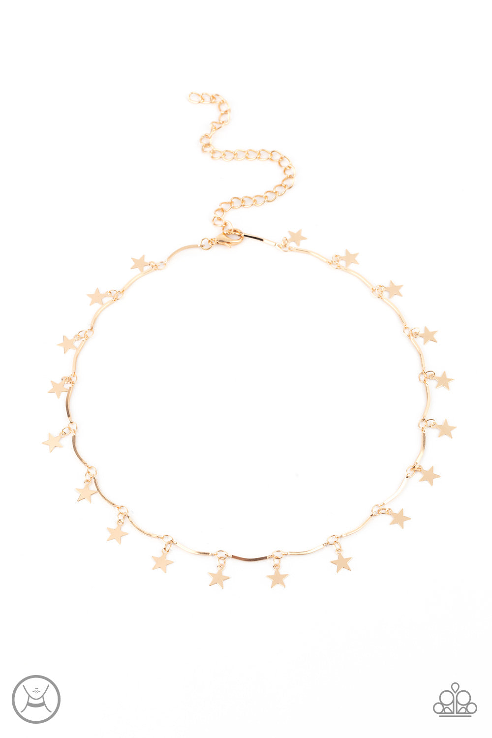 Little Miss Americana - Gold Dainty Star Paparazzi Choker Necklace & matching earrings