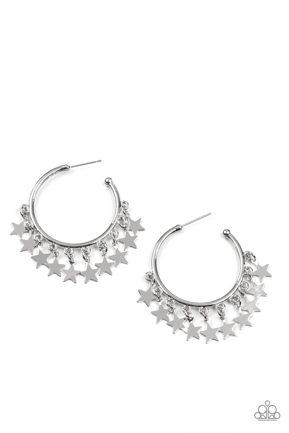 Happy Independence Day - Silver Star Charms/Silver Hoop Paparazzi Earrings