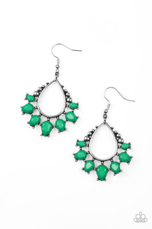 Flamboyant Ferocity - Green Leprechaun Teardrop Beaded Paparazzi Earrings
