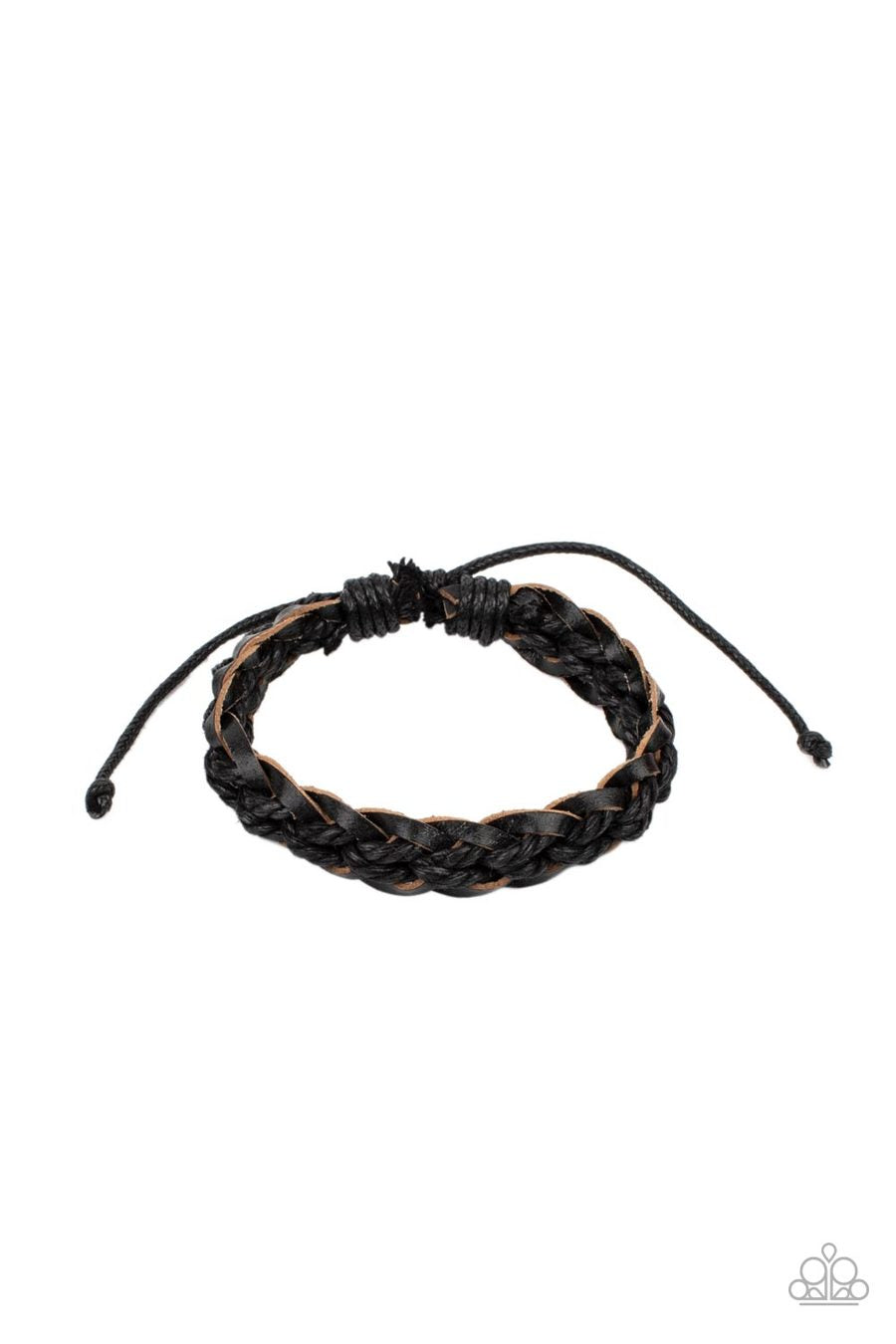 SoCal Scene - Black Cording & Leather Braided Paparazzi Urban Bracelet