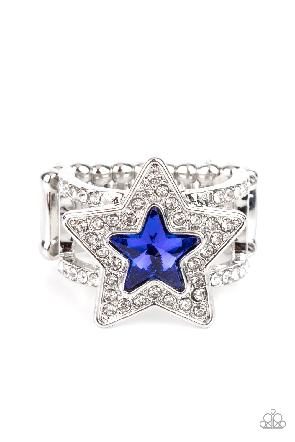 One Nation Under Sparkle - Blue Star Shaped Gem/White Rhinestone Paparazzi Ring