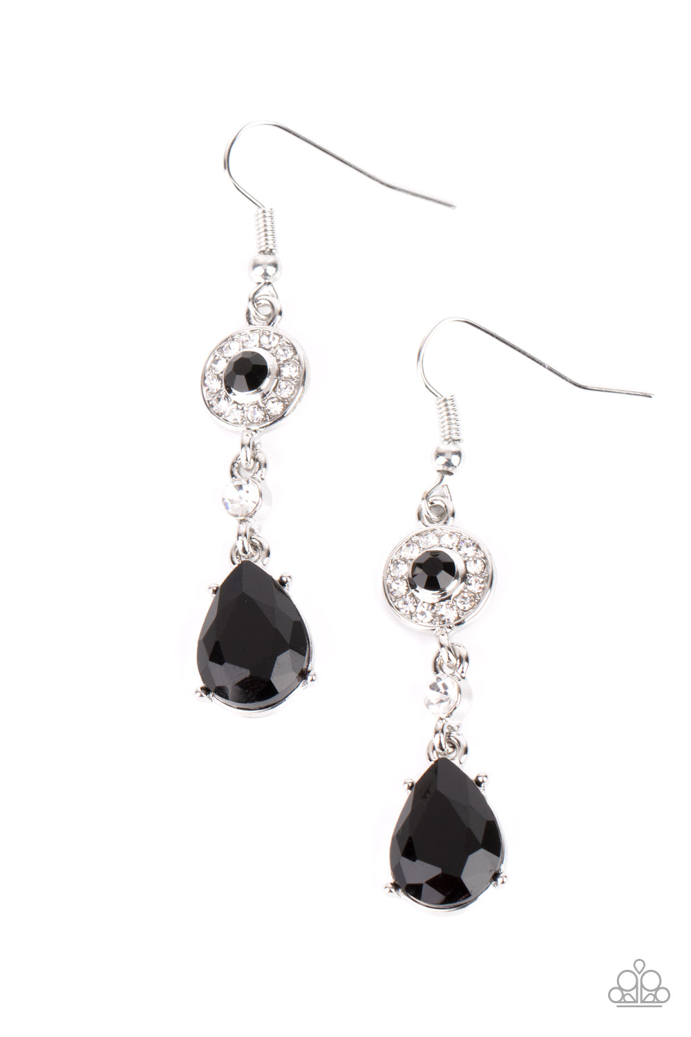 Graceful Glimmer - Black & White Rhinestone Elegant Paparazzi Earrings
