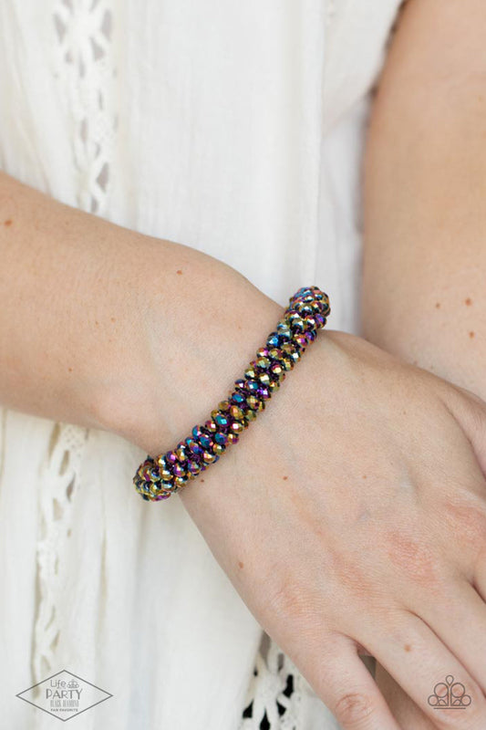 Wake Up and Sparkle - Multi Dainty Oil-Spill Beaded Paparazzi Stretch Bracelet