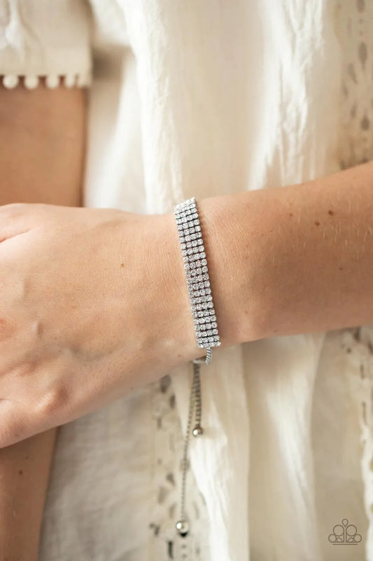 A DIAMOND a Dozen - White Stacked Rhinestone Urban Bracelet