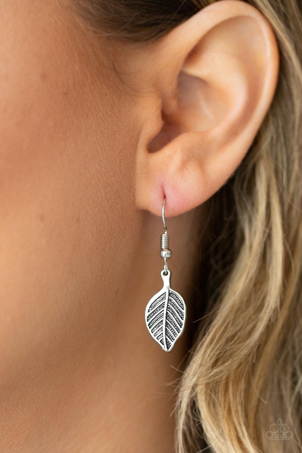 Natural Essence - Purple Teardrop Gem & Antiqued Leaf Pendant Paparazzi Necklace & matching earrings