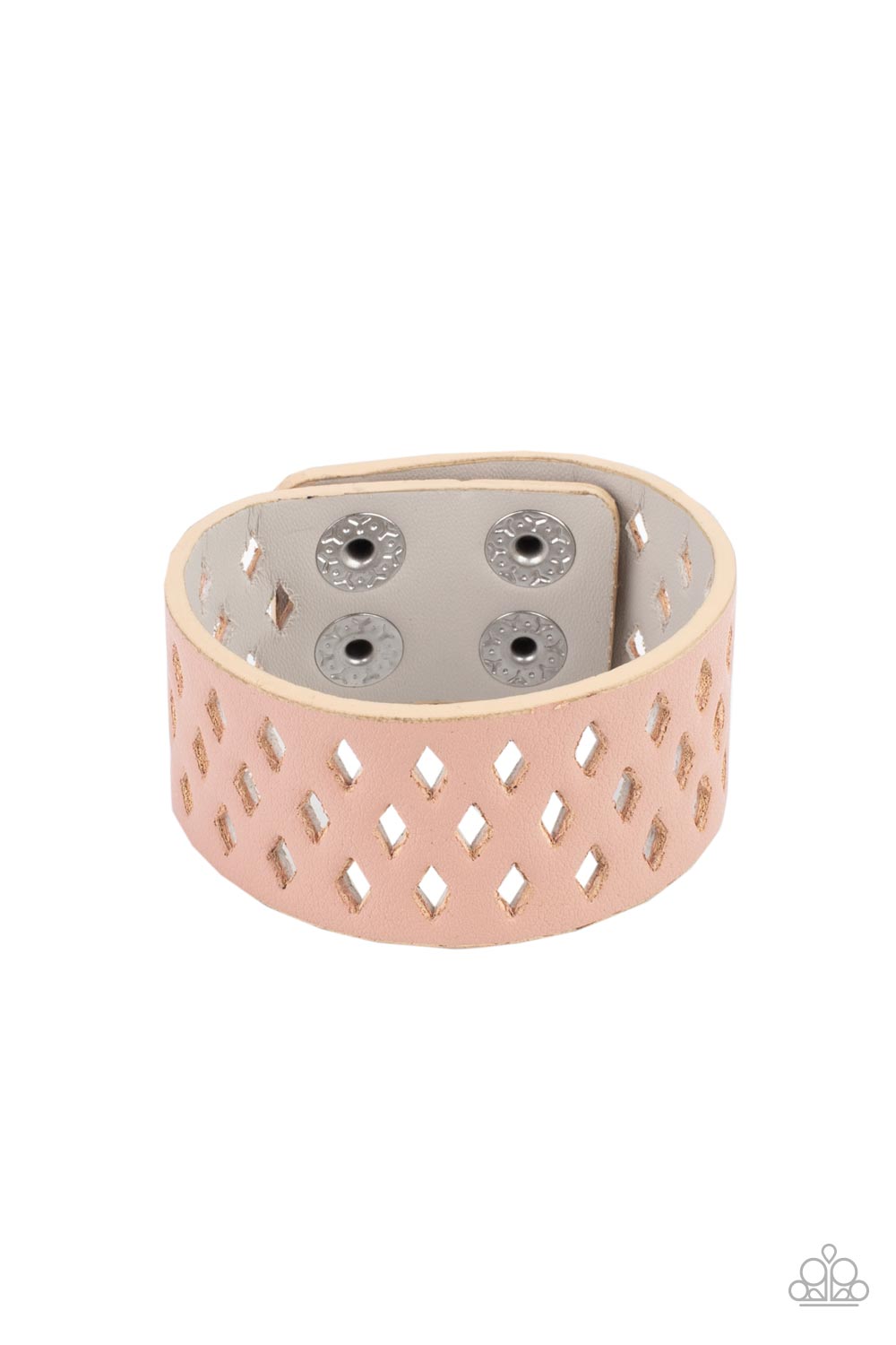 Glamp Champ - Pink Leather & Diamond Cut-Out Paparazzi Snap Bracelet