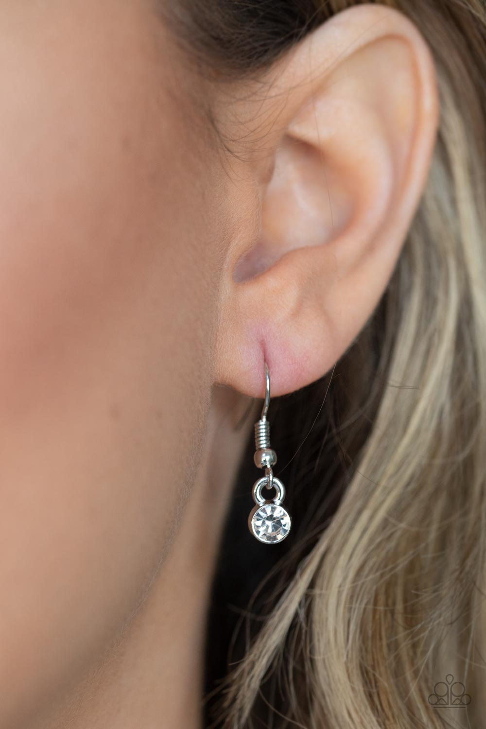 BLING Into Focus - Silver Leather & Bold Silver Hoop Pendant Paparazzi Necklace & matching earrings