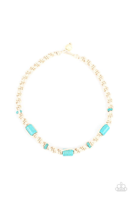 Explorer Exclusive - Blue Cylindrical Stones & Macramé Style Paparazzi Urban Necklace
