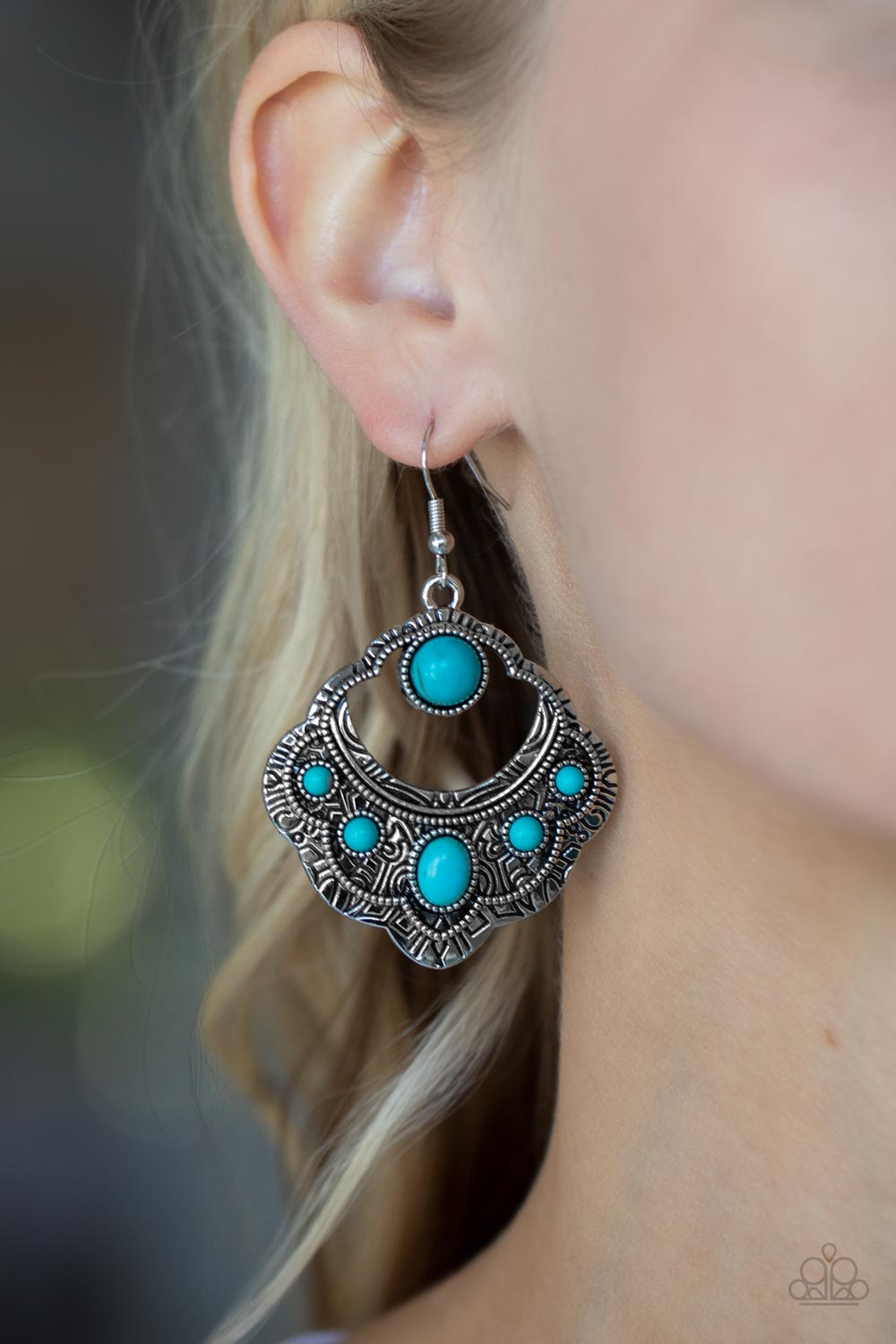 Saguaro Sunset - Blue/Turquoise Oval & Round Stone Paparazzi Earrings