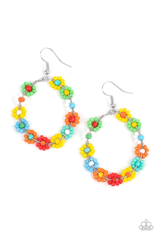 Festively Flower Child - Multi Seed Bead Flower Paparazzi Earrings