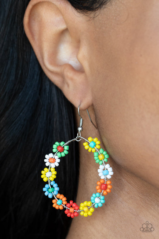 Festively Flower Child - Multi Seed Bead Flower Paparazzi Earrings