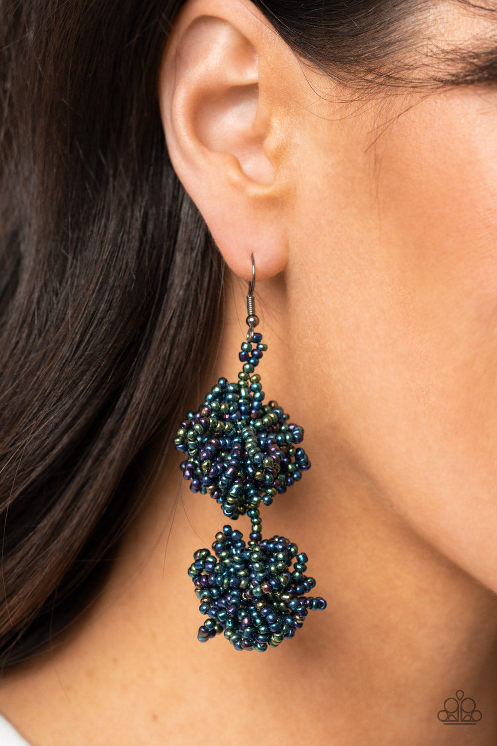 Celestial Collision - Multi Oil Spill Seed Bead Knotted Paparazzi Earrings