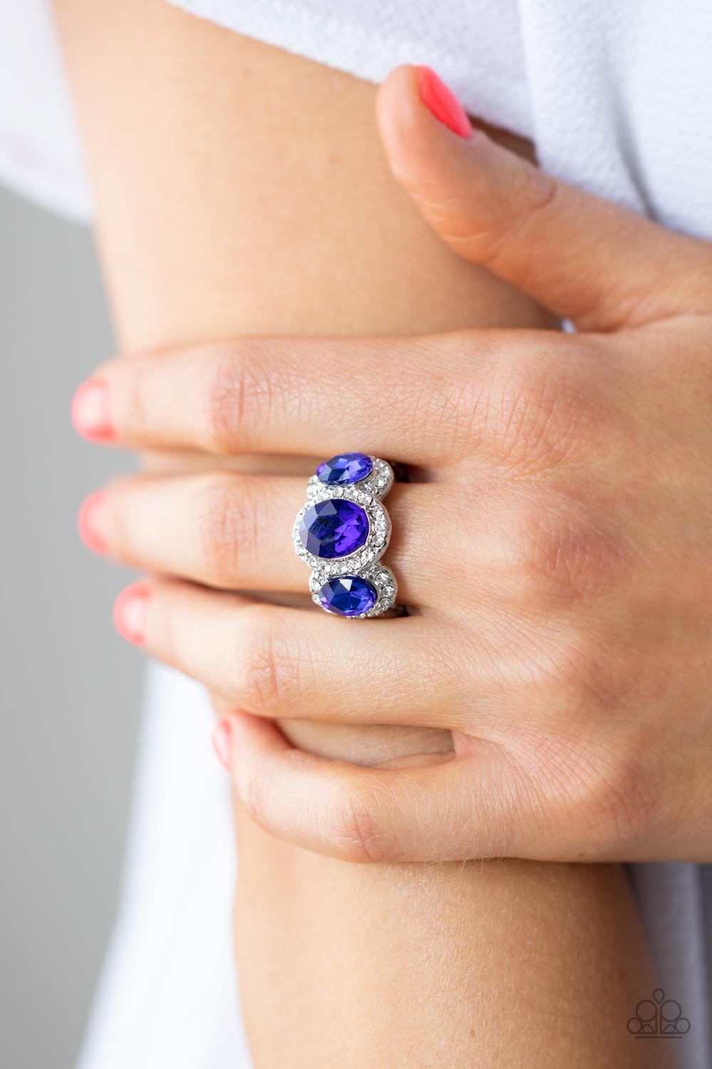 Royal Residence - Blue Oval Gems & White Rhinestone Paparazzi Ring
