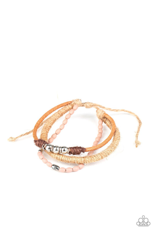 SEA You At The Beach - Pink/Rose Tan Beads & Mismatched Silver Accents Urban Bracelet