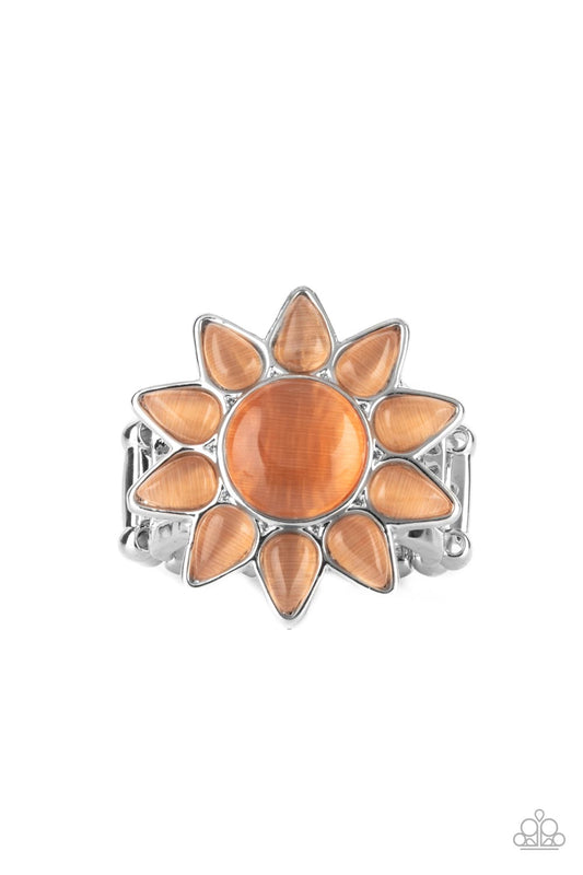 Blossoming Sunbeams - Orange Cat's Eye Flower Paparazzi Ring