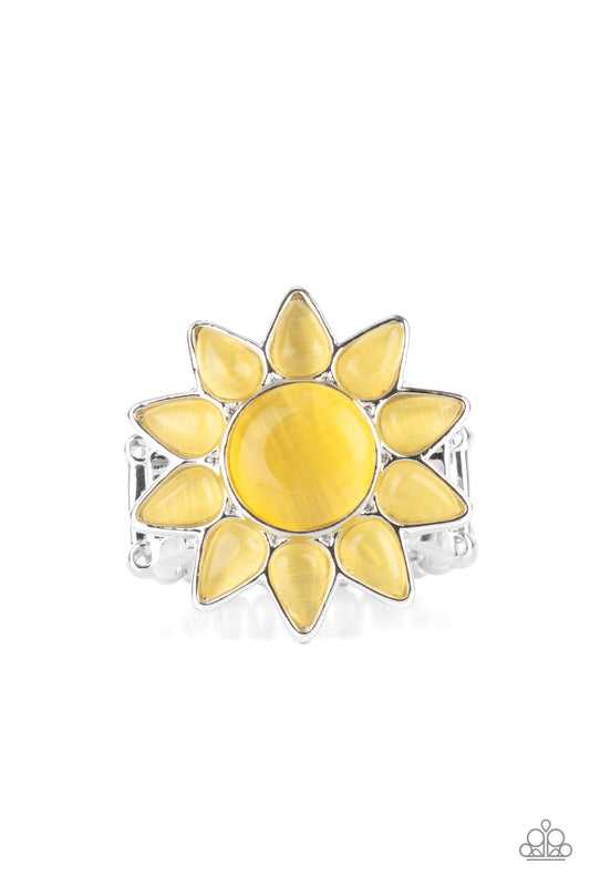 Blossoming Sunbeams - Yellow Cat's Eye Blossom Paparazzi Ring