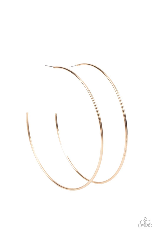 Colossal Couture - Gold 4" Oversized Hoop Paparazzi Earrings