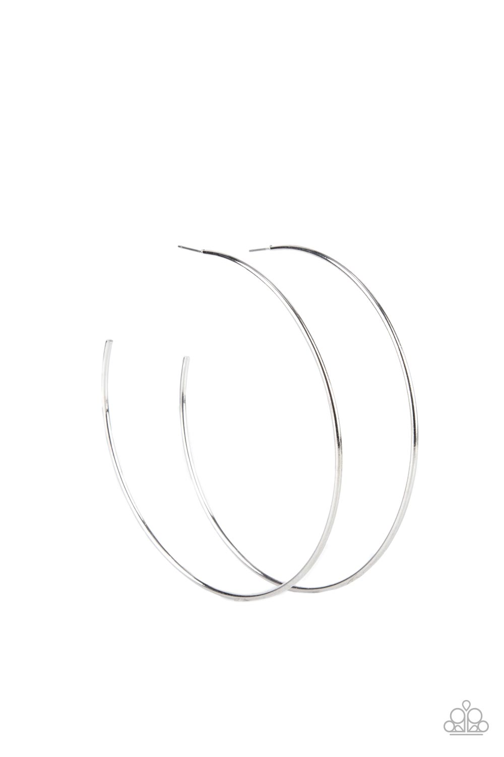 Colossal Couture - Silver 4" Oversized Paparazzi Hoop Earrings
