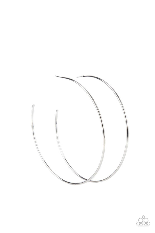 Colossal Couture - Silver 4" Oversized Paparazzi Hoop Earrings