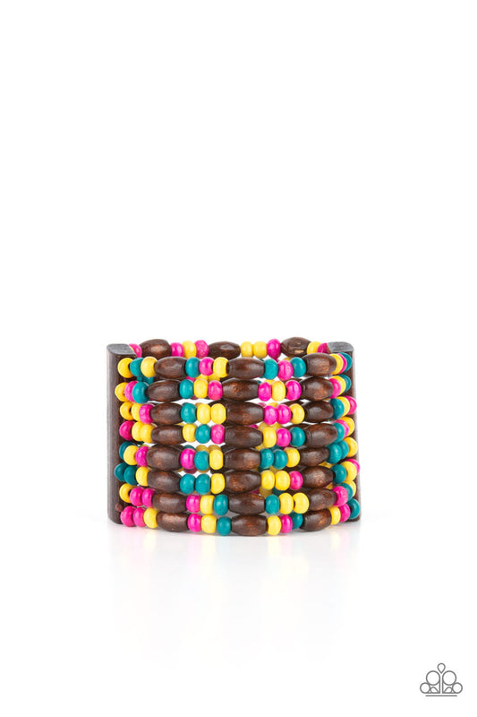 Tropical Nirvana - Multicolored Wooden Beaded Paparazzi Stretch Bracelet