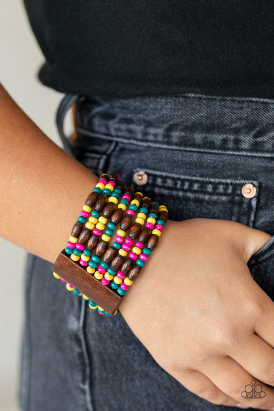 Tropical Nirvana - Multicolored Wooden Beaded Paparazzi Stretch Bracelet