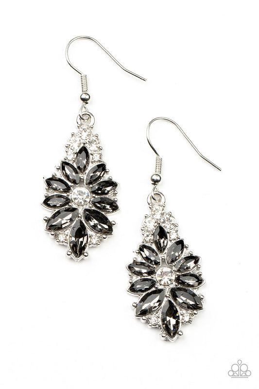 Gala Goddess - Silver Smoky Marquise-Cut Rhinestone Paparazzi Earrings