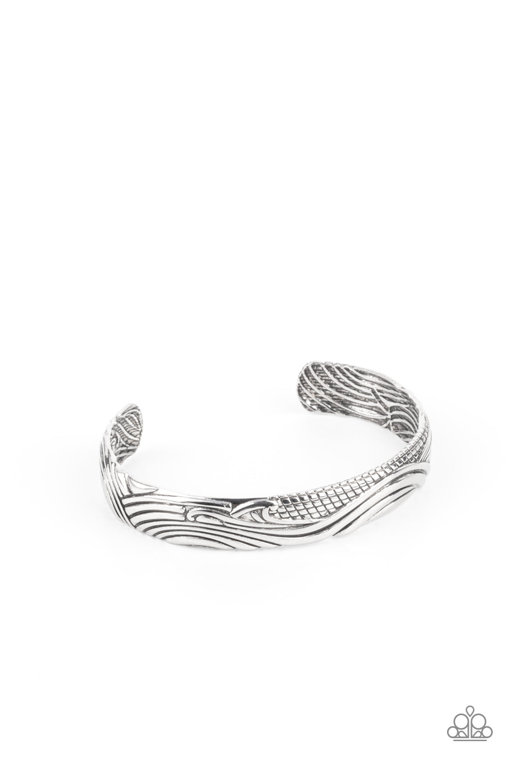 Tidal Trek - Silver Wave-Like Geometric Texture Paparazzi Cuff Bracelet